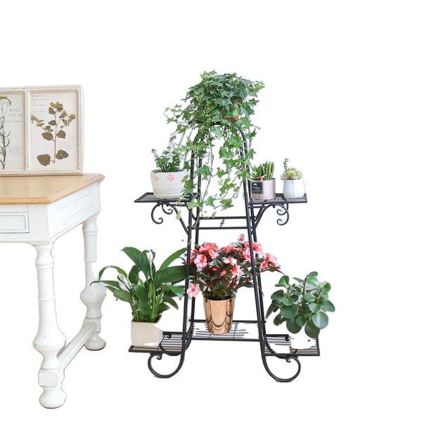 Supporto Per Piante, Design A 7 Livelli, Adatto Per Uso Interno Ed Esterno, Nero-image