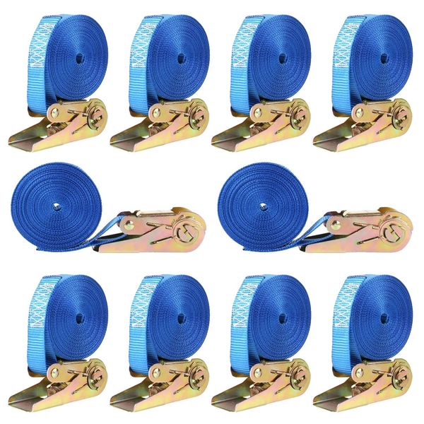 Paranchi A Cricchetto Con Portata Di 800 Kg, Lunghezza 6 M E Larghezza 25 Mm Per Il Fissaggio Del Carico, Blu-image