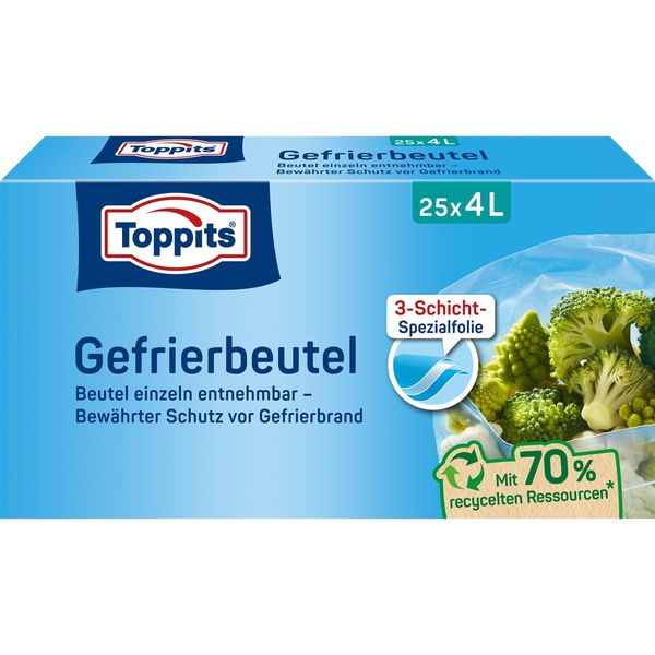Toppits 4008871208071 Sacchetti Per Congelatore Toppits, 25 X 4 Litri, 250 X 340 Mm-image