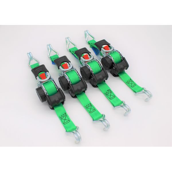 Cinghia Di Tensionamento Automatico/Cinghia Di Fissaggio, Lxl: 1,8 M X 25 Mm, Con Ganci A Punta, Verde, 4 Pezzi-image
