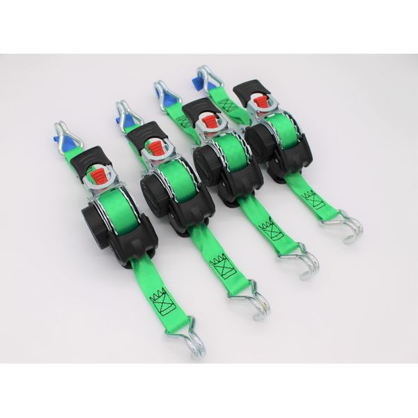 Cinghia Di Tensionamento Automatico/Cinghia Di Fissaggio, Lxl: 3,0 M X 25 Mm, Con Ganci A Punta, Verde, 4 Pezzi-image