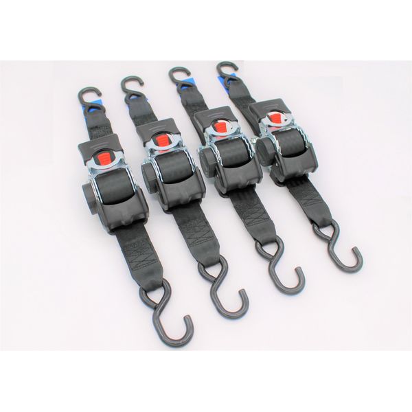 Cinghia Di Tensionamento Automatico/Cinghia Di Fissaggio, Lxl: 3,0 M X 50 Mm, Con Gancio A S, Nero, 4 Pezzi-image