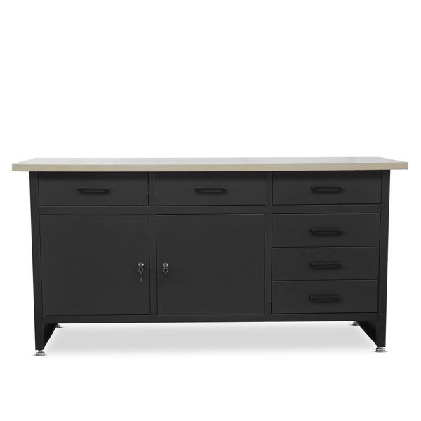 Banco Da Lavoro Banco Da Lavoro Blu Antracite; Piano In Legno 85X170X60-image