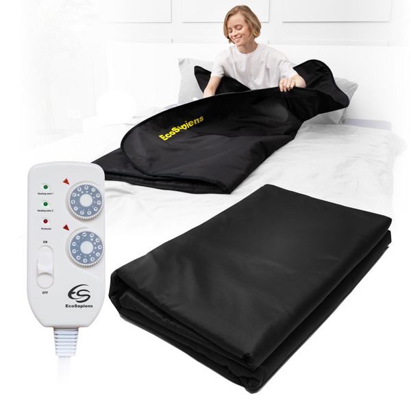 Coperta Riscaldante, Coperta Per Sauna A Infrarossi - 180 X 220 Cm, Funzionalità A Due Zone, Sauna A Infrarossi Ecosapiens, Nero-image