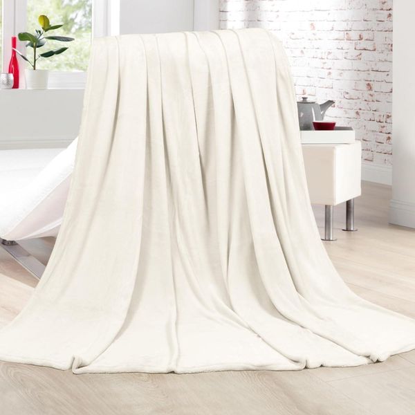 Accogliente Coperta Cashmere Touch 150X200Cm ( Off White ) Soffice Coperta Per Divano, Divano E Letto, Copriletto - Divano-image