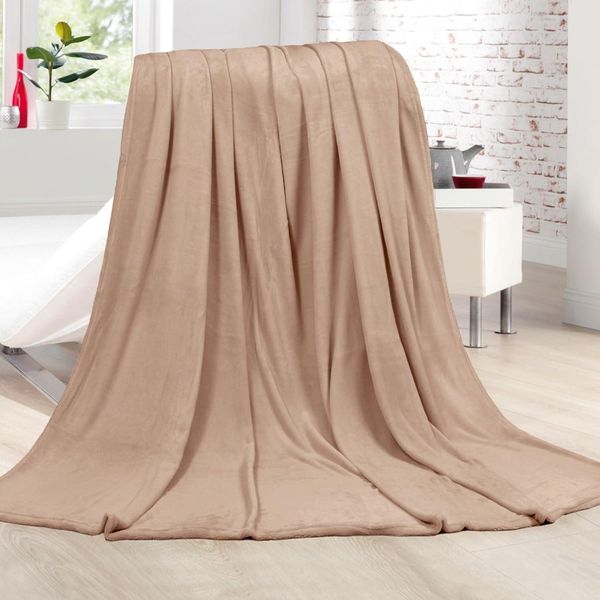 Accogliente Coperta Cashmere Touch 150X200Cm ( Cammello ) Soffice Coperta Per Divano, Divano E Letto, Copriletto - Lancio Per Divano-image