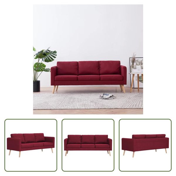 The Living Store Divano 3 Posti In Tessuto Rosso Vino-image