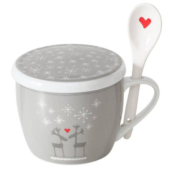 Tazza Natalizia Jumbo Con Coperchio E Cucchiaio Lovelies, 600 Ml-image