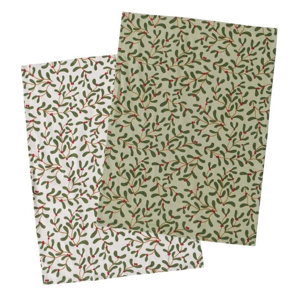 Asciugamani Da Cucina Con Motivo Mistletoe, 50 X 70 Cm, Set Da 2-image