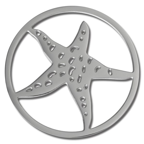 Amello Moneta Gioielli Argento 30 Mm Intarsio Acciaio Inox Moneta Stella Marina Signore ESC510J-image