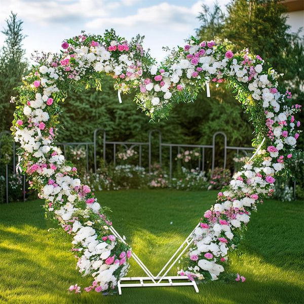 Wisfor Arco Di Nozze 207X200Cm Forma Di Cuore Sfondo Cornice Metallo Palloncino Decorazione Cabina Fotografica Fai Da Te Ferro Fiore Cornice Matrimonio Arco Per La Decorazione Della Festa Di Nozze-image
