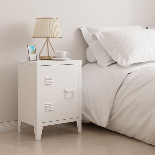 Comodino 'Inari' Con Maniglia A Destra In Acciaio 57 X 40 X 30 Cm Bianco-image