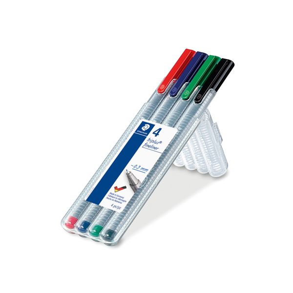 Staedtler® 334 SB4 Feinschreiber Triplus® - 0,3 Mm, Aufstellbox, 4 Farben-image