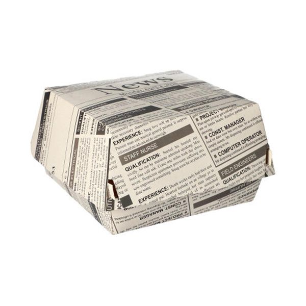 Scatole Per Hamburger Papstar In Cartone Newsprint Con Coperchio A Cerniera Altezza 7Cm 50 Pezzi-image
