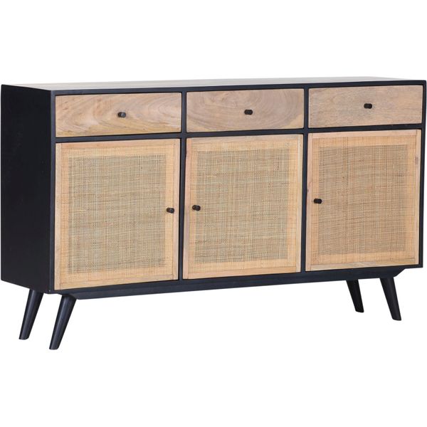 Sideboard Gutmann Factory "Linus", Schwarz (Natur, Schwarz), B:155Cm H:90Cm T:42Cm, Massivholz, Sideboards, Sideboard, Kommode, Breite 155 Cm-image