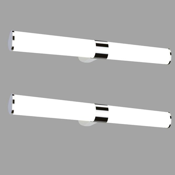 Zmh Led Lampada A Specchio Lampada A Specchio 2ER Cromo Lampada A Parete IP44 Lampada A Parete Bianco Neutro 4000K Luce A Prova Di Umidità 15W 60CM Per Armadio Cucina Cantina-image