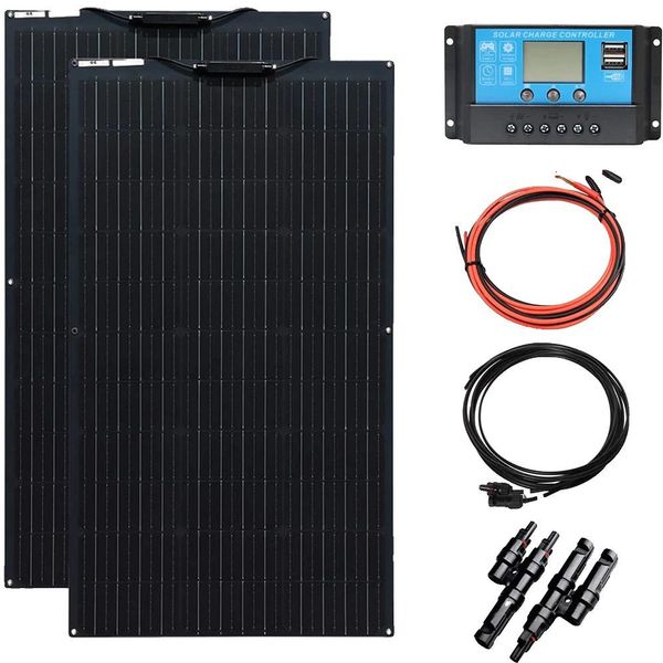 Set Di Pannelli Solari Flessibili, Opzioni Da 100W E 200W, Alta Efficienza Di Carica, Resistente Alle Intemperie, Set Solare Da 200W-image