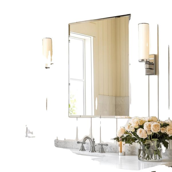 Specchio Da Bagno Senza Cornice, Design Rettangolare, Chiarezza Ad Alta Risoluzione, 32X24 Pollici-image