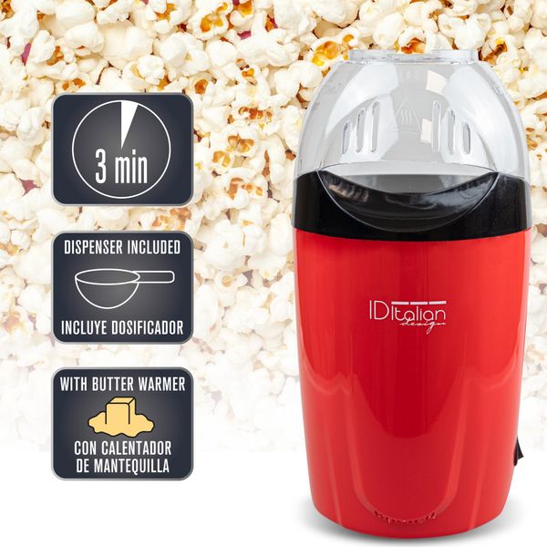 Id Italian IDECUSWEET03 Macchina Popcorn Macchina Popcorn, 1200W-Idecusweet03, Rosso-image