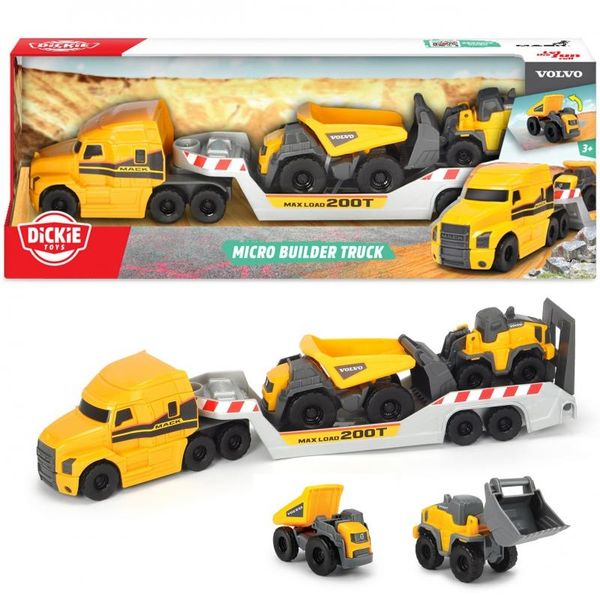 Dickie Mack/Volvo Micro Builder Camioncino Con Rimorchio 203725005 Auto Giocattolo-image