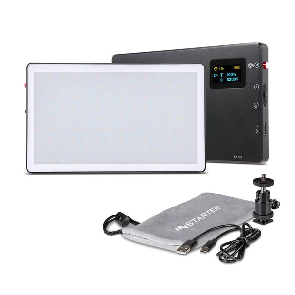 Instarter Spectar Led Video Light, Illuminazione Per Telecamera Con Bicolore In Formato Tascabile, Luce Video Da 9 W Con Diffusore, Luce Da Studio Con Funzione Di Power Bank-image