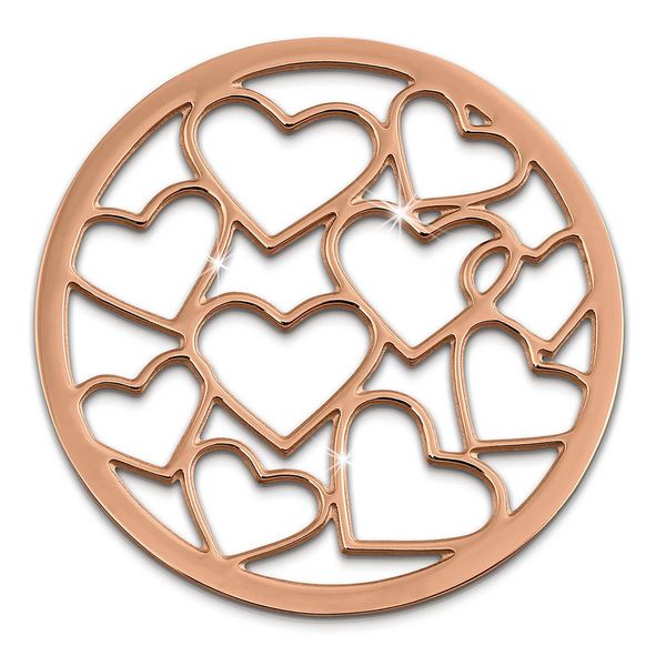 Amello Coins Rose 30 Mm Intarsio Acciaio Inox Placcato Oro Coin Hearts Ladies ESC504E-image