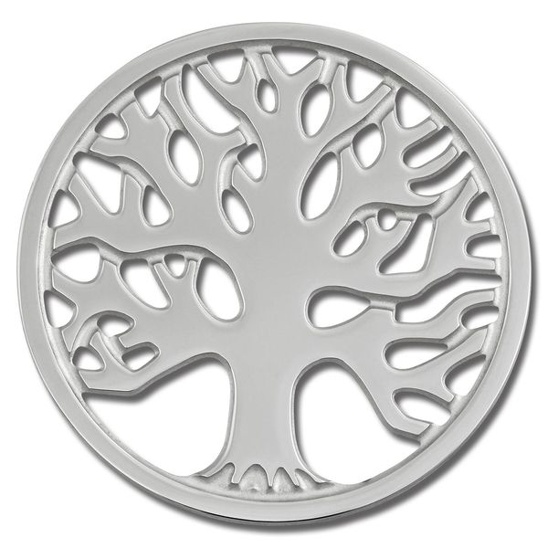 Amello Coins Argento 30 Mm Intarsio In Acciaio Inox Moneta Albero Della Vita Da Donna ESC502J-image