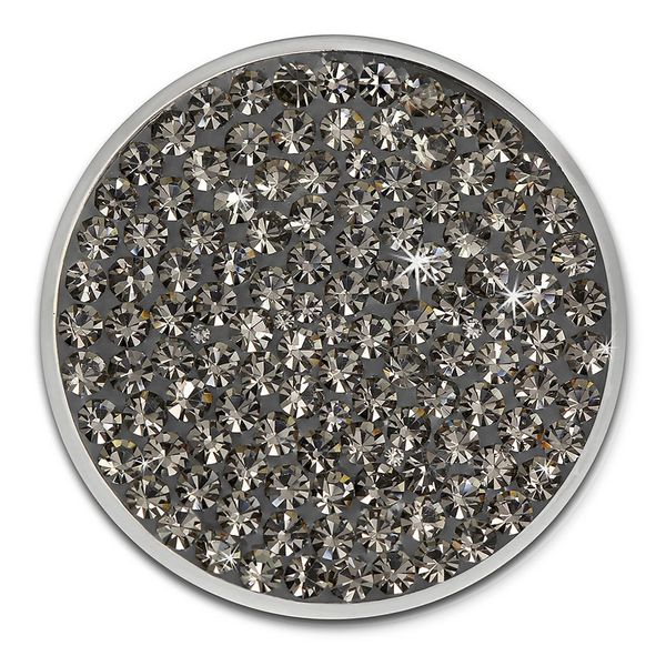 Amello Moneta Gioielli Grigio 30 Mm Intarsio Zirconi Acciaio Inox Moneta Donna ESC301K-image