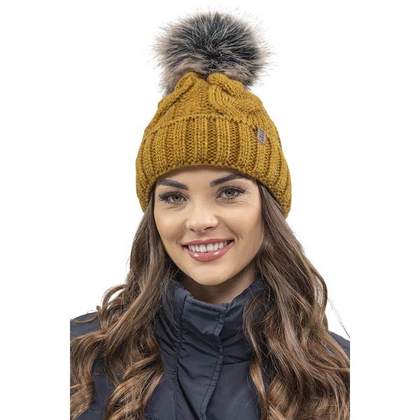 Cappello A Maglia Vivisence Da Donna - Cappello A Pompon Per L'inverno E L'autunno - Cappello Con Pompon - Cappello Invernale Caldo - Giallo Scuro-image