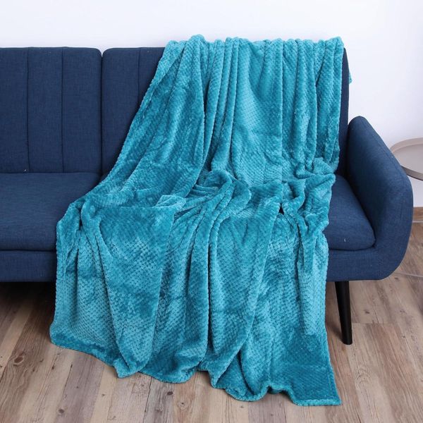 Coperta Di Flanella 150X200Cm ( Petrol ) Coperta Dalla Struttura Soffice Per Divano, Divano E Letto, Copriletto - Divano Da Lancio-image