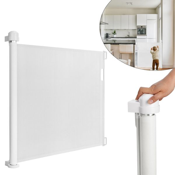 Sessamen-Lp Cancelletto Per Scale Cancelletto Per Porte Estensibile 0-150 Cm Barriere Per Cani Cancelletto Retrattile Per Porte E Scale Per Bambini E Animali Domestici (Bianco, 150 Cm)-image