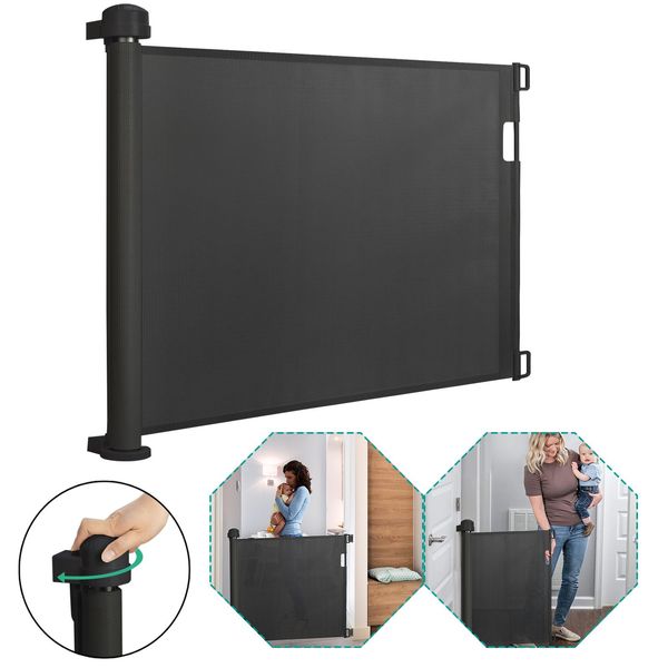 Yuenfong 87 X 180 Cm Cancelletto Di Sicurezza Per Scale, Cancelletto Barriera Per Porte Porta Estensibile A Scomparsa Per Bambini E Animali Domestici, 0-180 Cm, Nero-image
