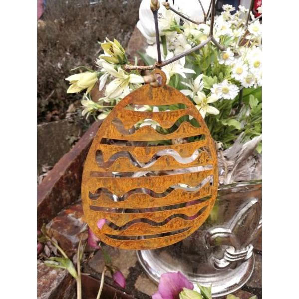 Onda Dell'uovo Di Pasqua In Acciaio Inox, Da Appendere-image