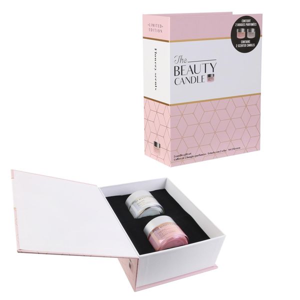 Set Regalo Di Candele Profumate In Edizione Limitata - 2 Candele Profumate In Fragranze Floreali - Esclusiva Confezione Regalo - Regalo Perfetto - Bianco Rosa-image