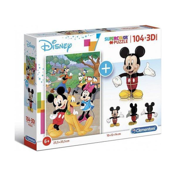Clementoni Puzzle Supercolor Mickey Mous / 104 Pezzi + Modello 3D-image