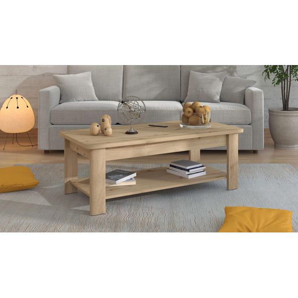 Couchtisch Home Affaire "Jersey Kaffeetisch, 124 Cm, In Trendigen Farben, Modern", Braun (Artisan Eiche, Artisan Eiche), B:124Cm H:45Cm T:60Cm, Tische, Couchtisch, Eleganter Couchtisch, Zeitloses Design, Mit Eine Ablagebode-image