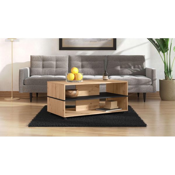 Couchtisch Home Affaire "Savio Kaffeetisch, 101 Cm, In Trendigen Farben, Modern", Braun (Artisan Eiche, Artisan Eiche), B:101Cm H:47,5Cm T:54,5Cm, Tische, Couchtisch, Mit Ablage, Rechteckig, Artisan Eiche, Ideal Fuer Kleine RäUme-image