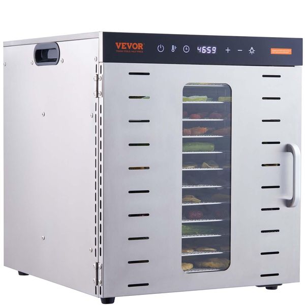 Vevor Disidratatore Disidratatore 10 Vassoi Disidratatore Acciaio Inox 1Kw Disidratatore-image