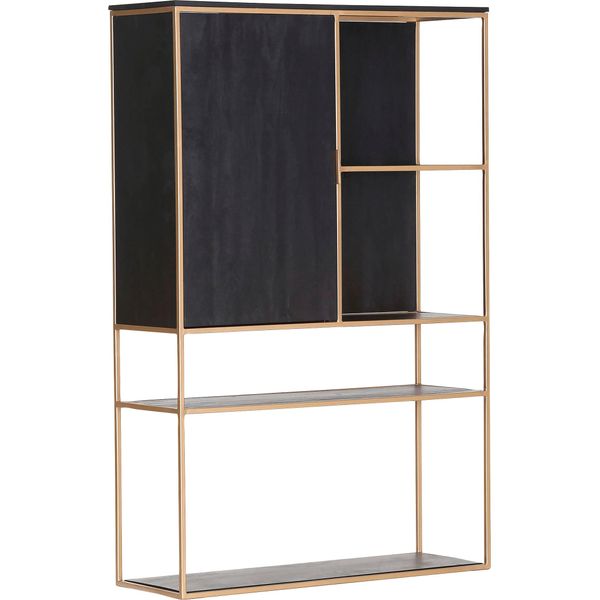 Highboard Gutmann Factory "Porto", Schwarz (Schwarz, Gold), B:105Cm H:160Cm T:35Cm, Sideboards, Highboard, Vitrine, Breite 105 Cm-image