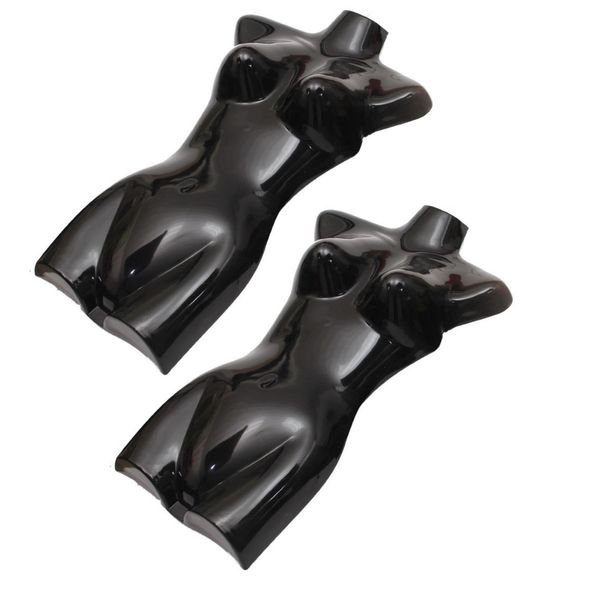 Set Di 2 Busti Femminili, Busto Da Donna In Plastica Da 72 Cm, Mezzo Busto In Plastica Di Colore Nero, Busto Da Manichino, Mezzo Corpo Da Donna In Plastica, Figura Da Manichino, Manichino Con Ganci-image