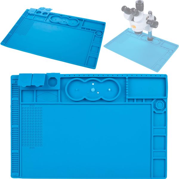 Rosfix Tappetino In Silicone Per Microscopi - Antistatico, Resistente Al Calore Fino A 500°C | 480X320Mm, Spessore 8Mm, Sezione Magnetica-image