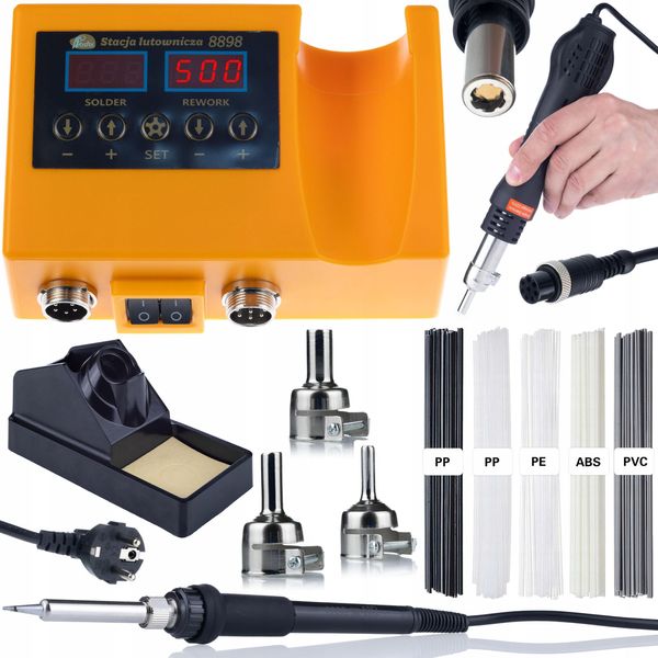 Rosfix Stazione Di Saldatura Elettrica Orange Husky OH660 S-Series, Kit 2 In 1 (Aria Calda E 900M) + Kit Prowelder Mini (5 Materiali Di Saldatura)-image