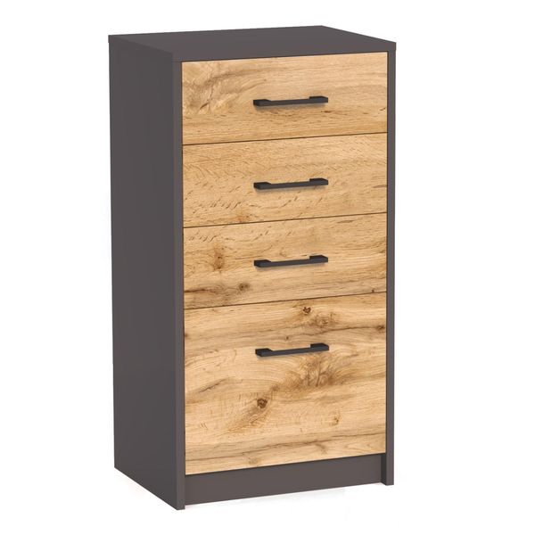 Cassettiera Stretta Iboja – Grafite / Rovere Wotan-image