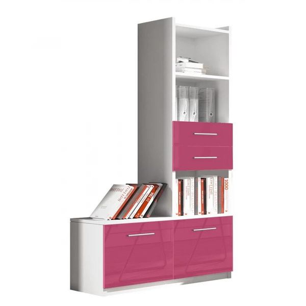 Scansia Con Scaffali E Cassetti Reni 1 - Bianco / Rosa-image