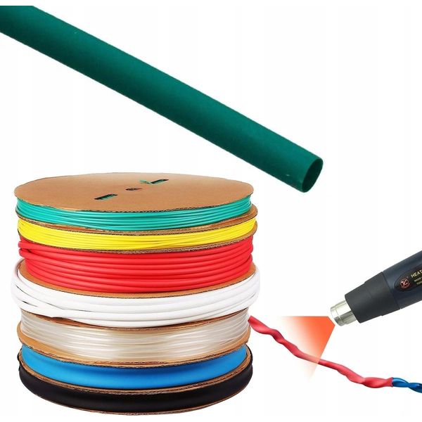 Rosfix Tubo Termorestringente 15 Mm Verde 1 M – Flessibile, Autoestinguente | Rapporto Di Restringimento 2:1, Temperatura Di Restringimento Da 100 °C-image