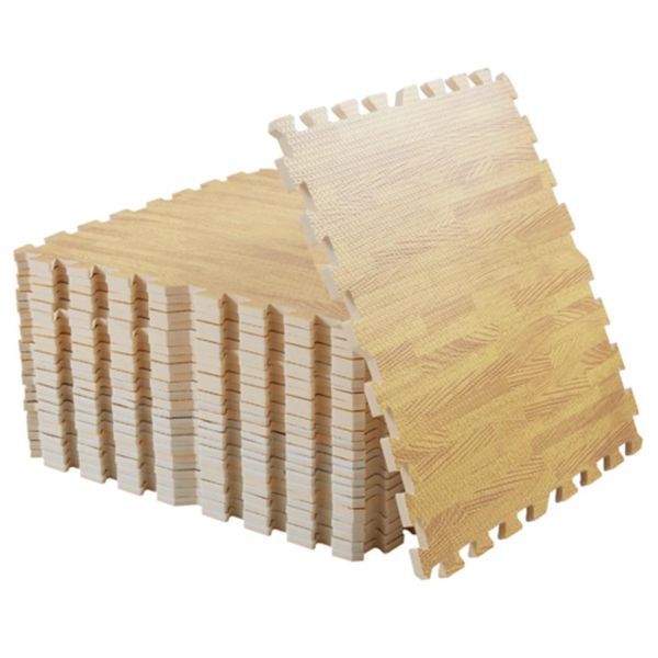 Wisfor 24PCS Tappetino Protettivo + 48 Pezzi Di Bordo, Sottotappeto Tappetino Puzzle Tappetino Di Protezione Pavimento Fitness Tappetino Antiscivolo, Ogni Pezzo: 60×60×1Cm, Aspetto Legno Chiaro-image