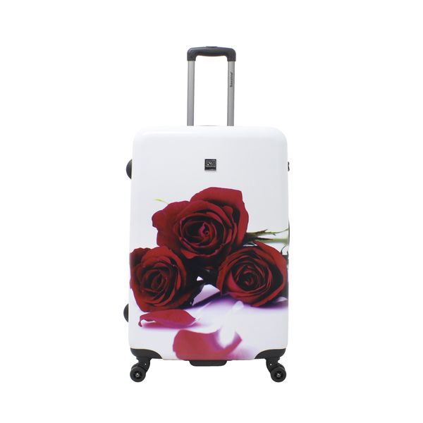 Koffer Saxoline "Roses", Gr. B/H/T: 51Cm X 78Cm X 28Cm, Weiß (Weiß, Rot), Koffer, Mit Doppel-Spinner-RäDern-image
