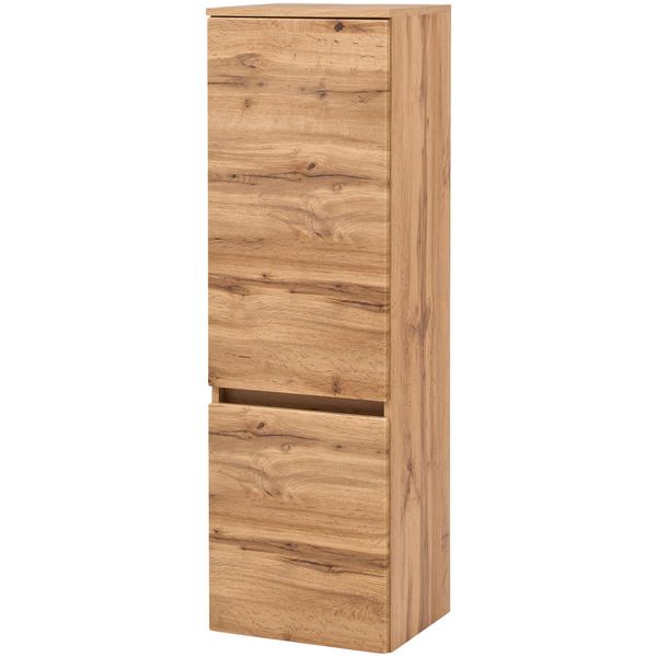 Midischrank Welltime "Kaunas", Braun (Wotaneiche), B:40Cm H:130Cm T:35Cm, Holzwerkstoff, SchräNke, Midischrank, 40 Cm Breit, Soft-Close-Funktion-image