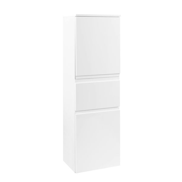 Midischrank Welltime "Cardiff", Weiß, B:40Cm H:130Cm T:35Cm, Holzwerkstoff, Mdf, SchräNke, Midischrank, Breite 40 Cm, Mit Softclose-Funktion-image
