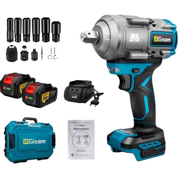 Trapano A Percussione A Batteria, Coppia Massima 2000Nm, Motore Brushless, 2 Batterie-image